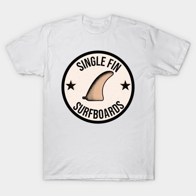 Single Fin Surfboards vintage surf badge T-Shirt by JDP Designs